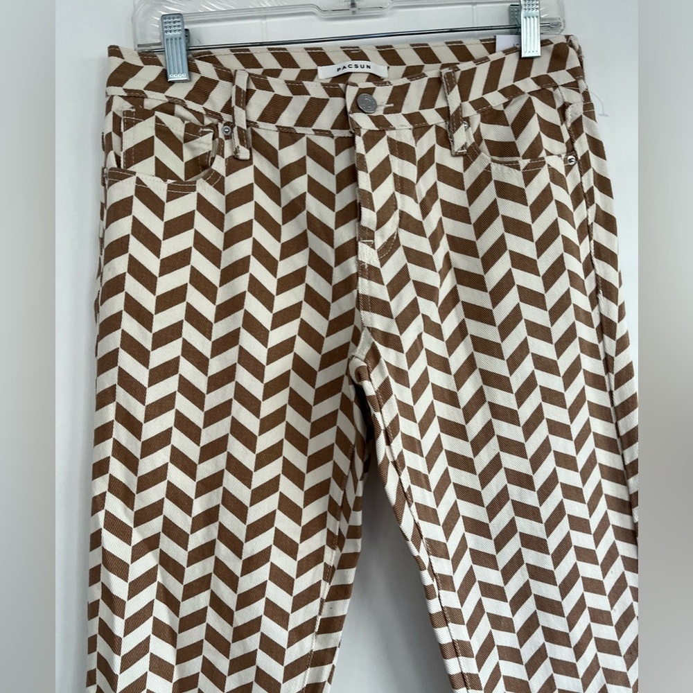 PacSun Brown and White Patterned Straight Leg Jeans - Picture 14 of 14